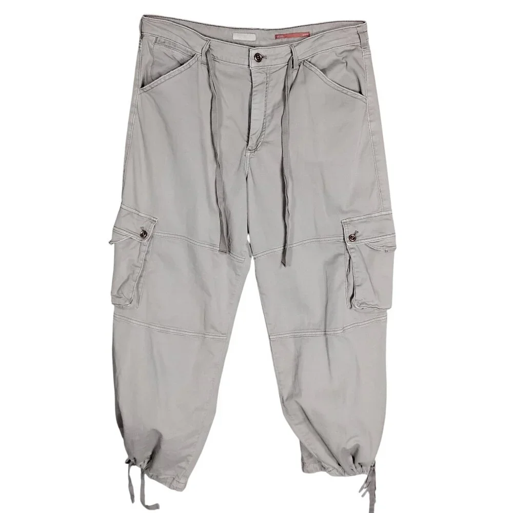 Anthro Pilcro Wide Legs Cargo Pants Size 32 P Waist Hems Drawstring Multi Pocket - Picture 11 of 16